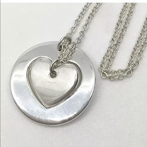 Tiffany 2 Piece Heart in a Circle Silver Necklace
